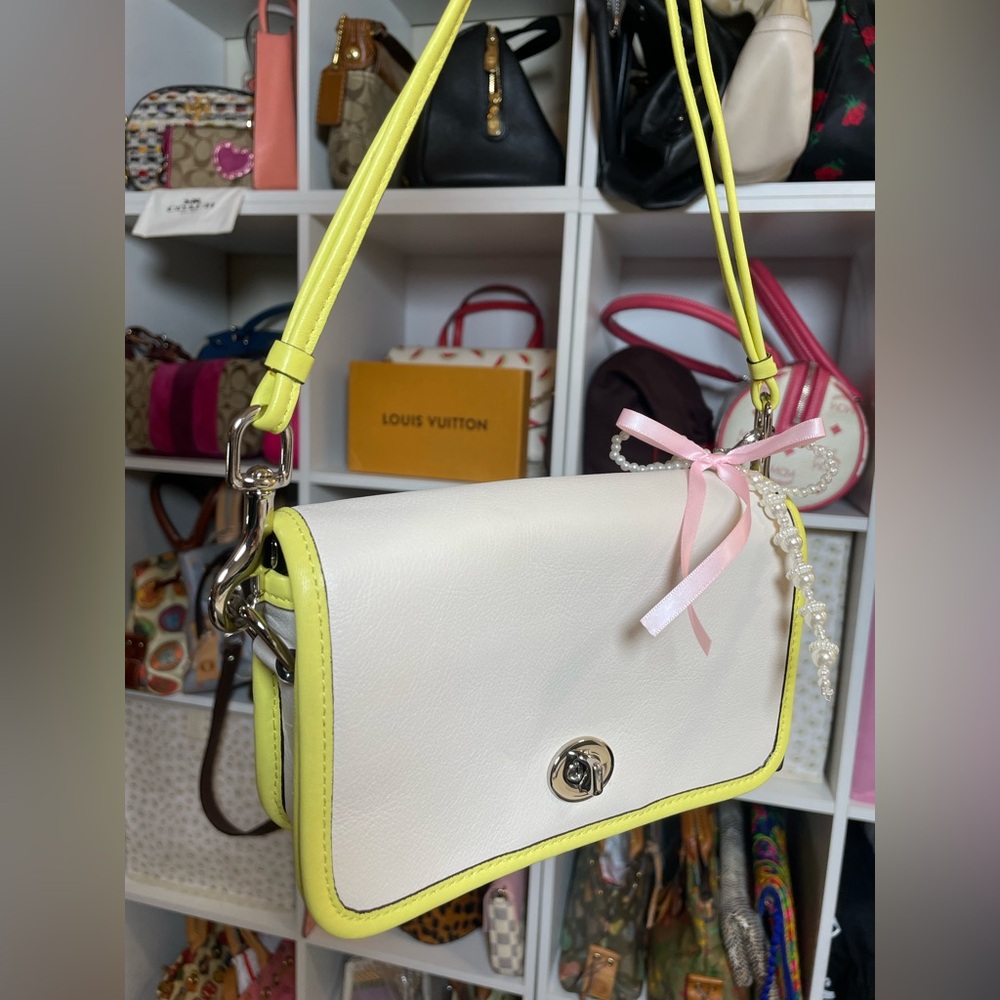 Coach Legacy Archival Two Tone Leather Penny Crossbody in Parchment/Citrine🍋